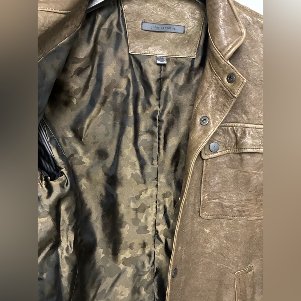 John Varvatos Collection Snap Front Leather Trucker Jacket Size EU 50 USA 40 - Picture 9 of 10